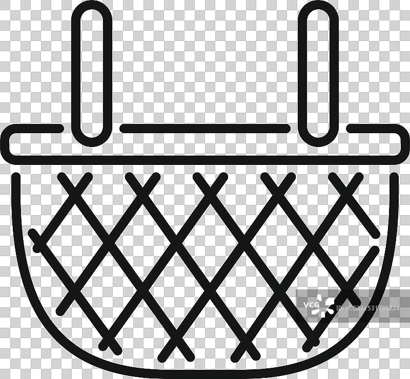 带把手的空藤编篮子图标，适合野餐使用图片素材