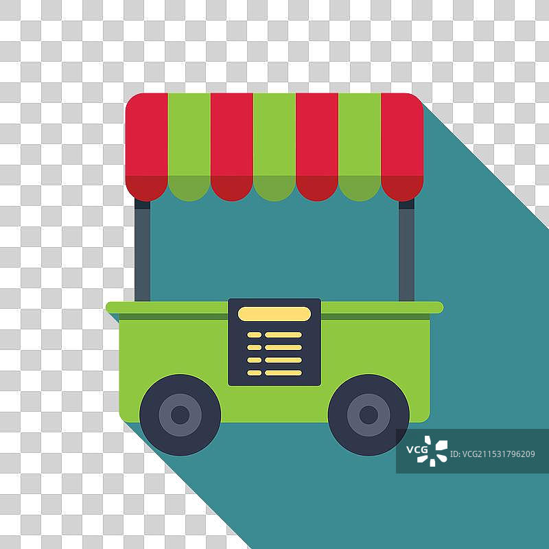 绿色食品车侧面展示红色菜单图片素材