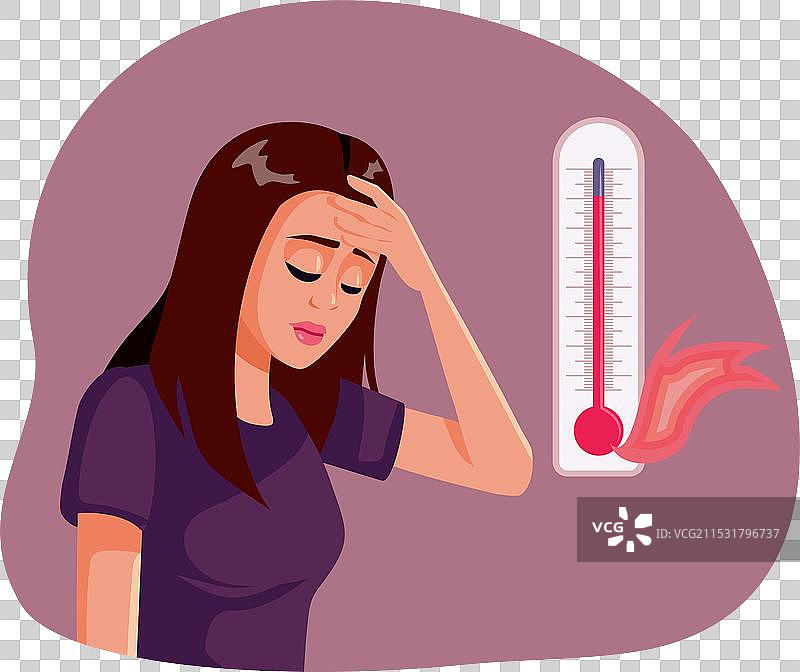遭受极端高温的卡通女性图片素材