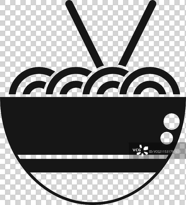 碗装面条与筷子的图标表示图片素材