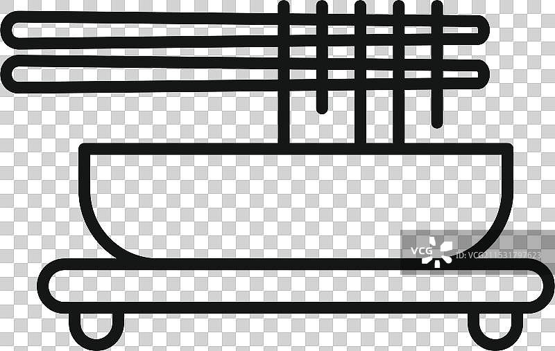筷子从碗中夹起面条的线条图标图片素材