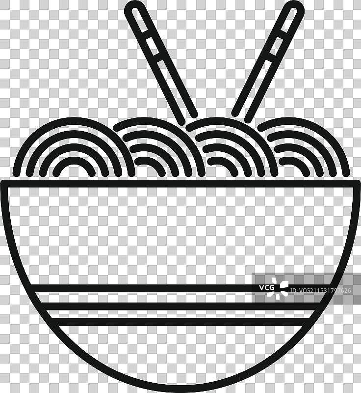 简约图标：一碗面条和筷子图片素材