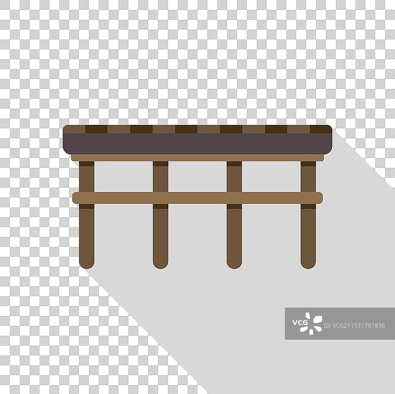 平面风格的木栈道图标，带有长阴影图片素材