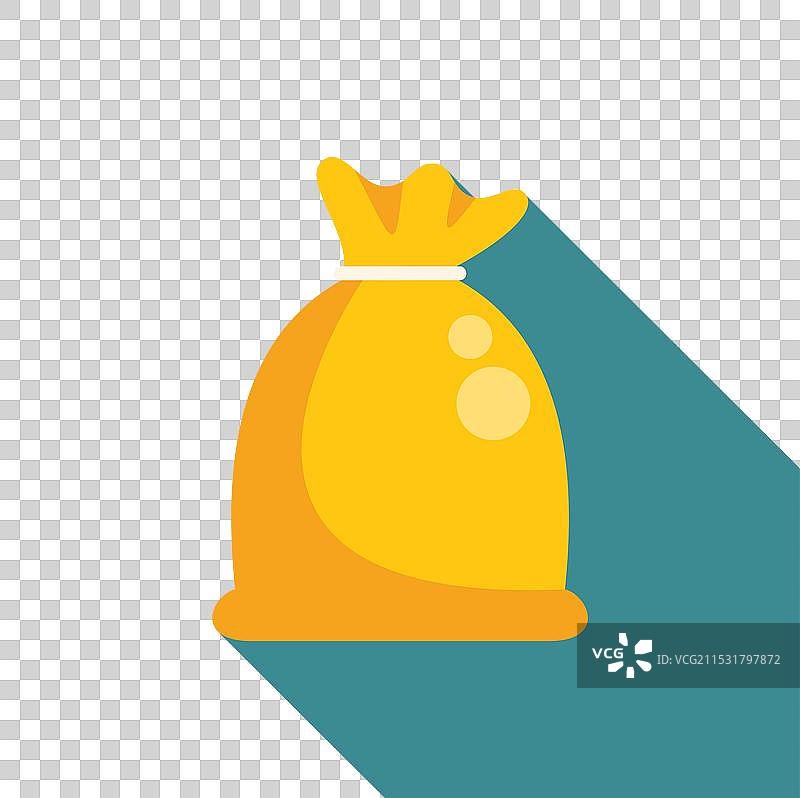 装满现金的大黄色钱袋，投下长长的阴影图片素材