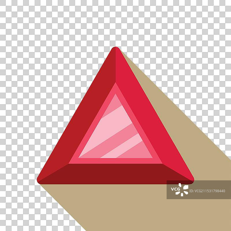 红色三角宝石闪耀着长长的阴影图片素材