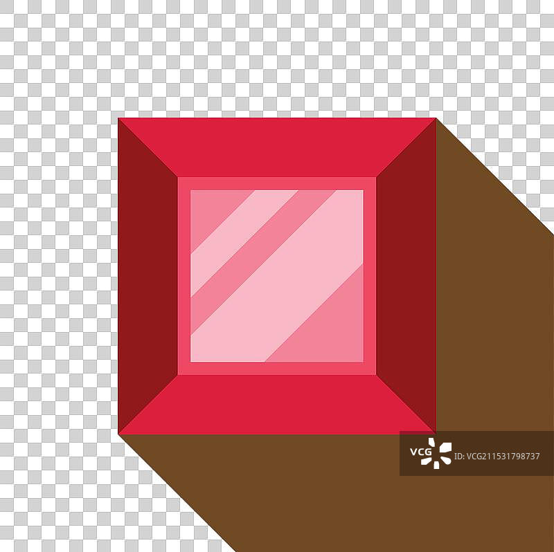 红色方形相框挂在棕色墙壁上图片素材