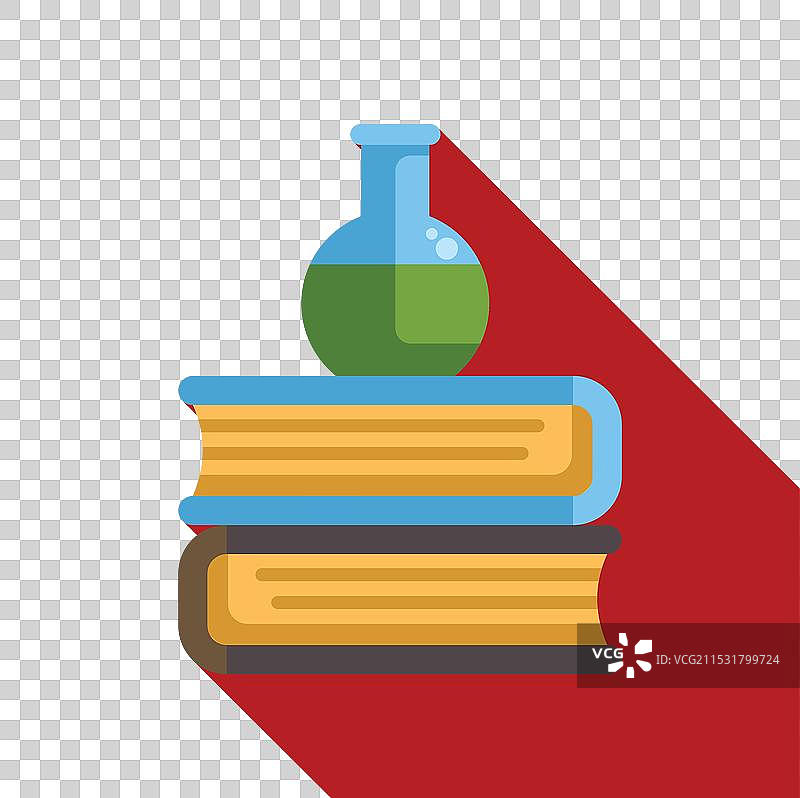 圆底烧瓶放在一堆书上图片素材