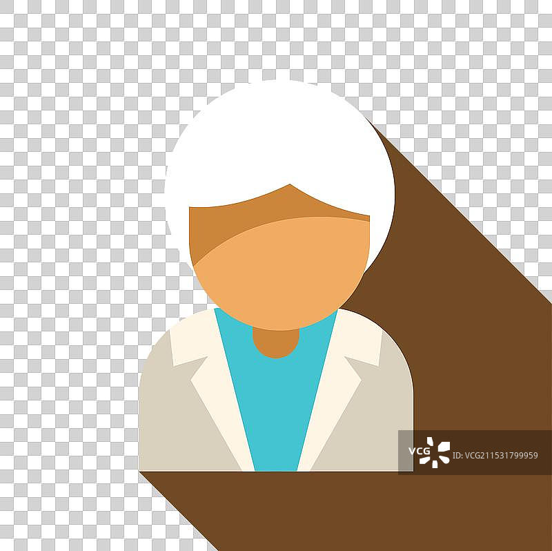 穿着实验室外套的年长女性医生，带有阴影效果图片素材