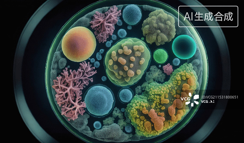 【AI数字艺术】显微镜下的微生物世界图片素材