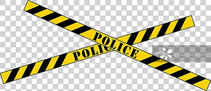 两条黄色警戒线交叉，禁止通行图片素材