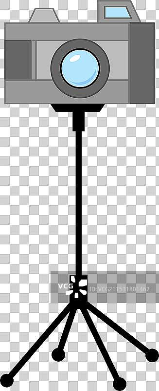 灰色相机架在三脚架上拍照图片素材