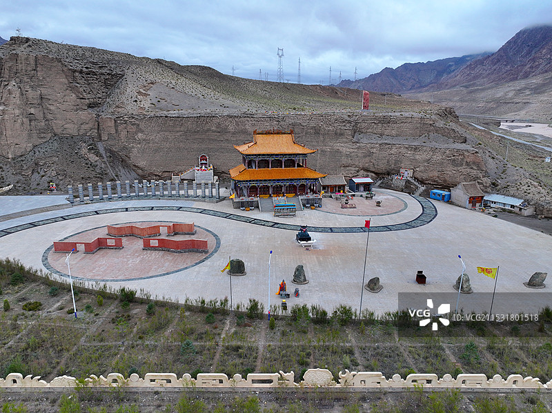 青海省海西州昆仑山世界地质公园无极龙凤宫航拍图片素材