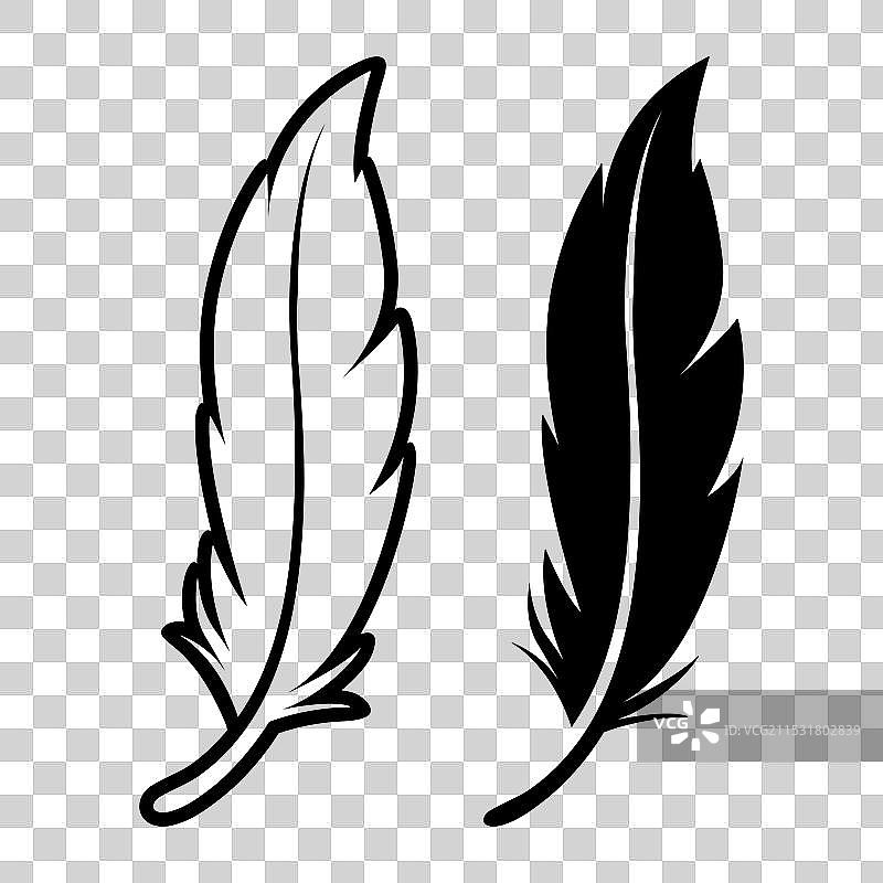 黑白色毛茸茸的羽毛标志图标图片素材