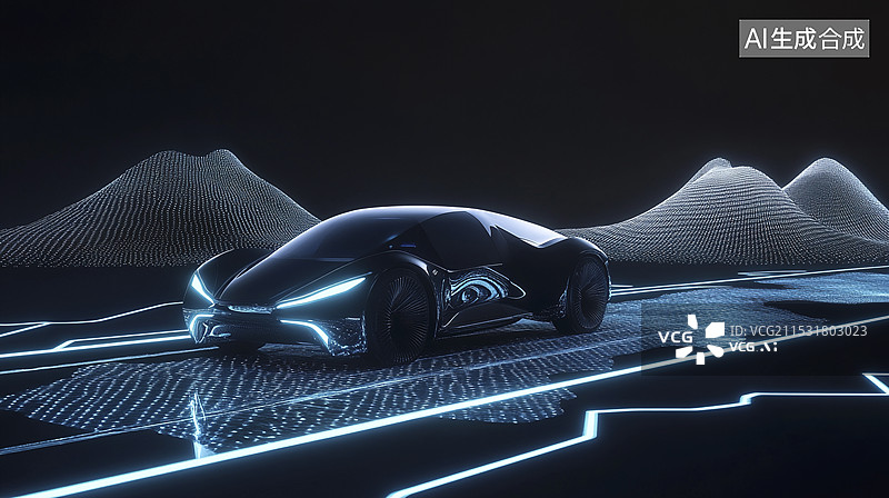 【AI数字艺术】未来汽车在野外的道路行驶图片素材