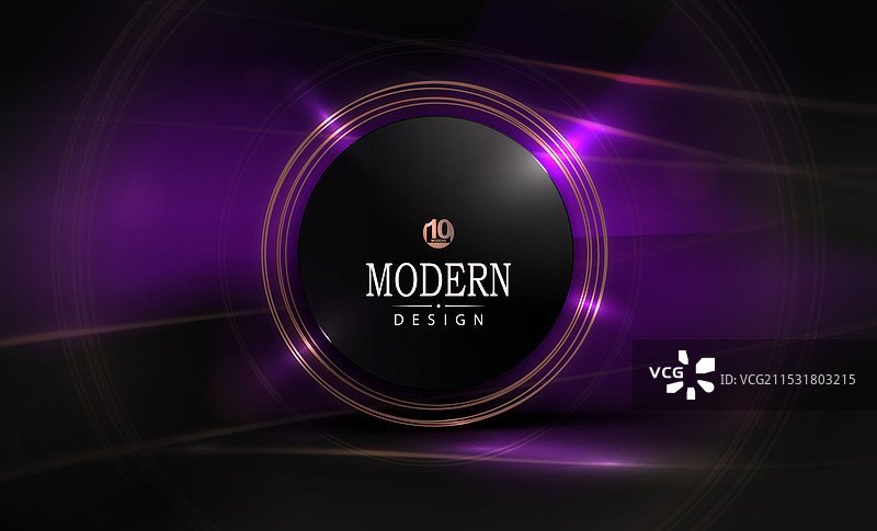 深紫色背景上的金色边框圆形框架图片素材