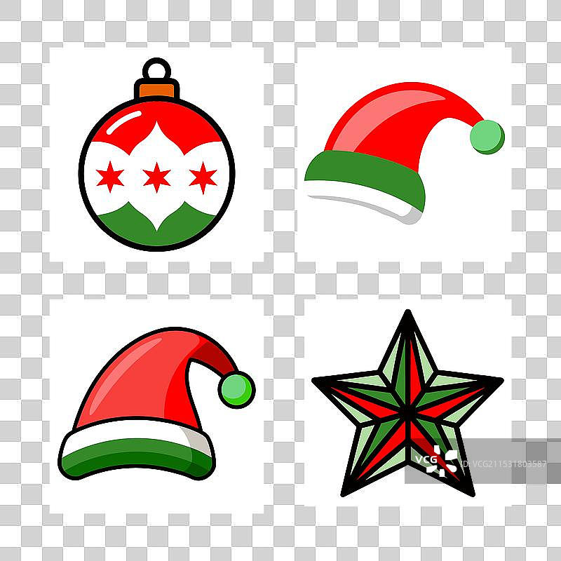 4个图标圣诞星星圣诞装饰品图片素材