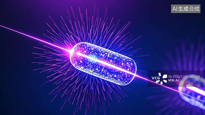 【AI数字艺术】微观物理学工程中微子光粒子科技之光图片素材
