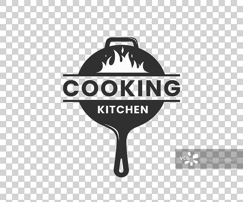 带火焰标志的铸铁煎锅设计图片素材