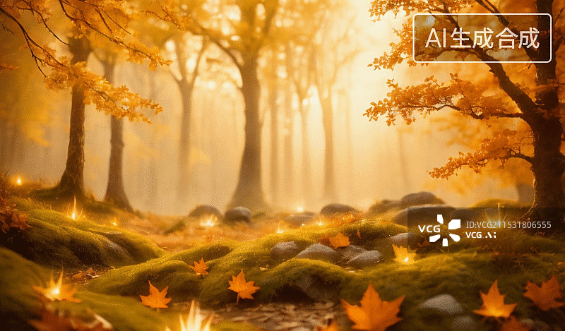 【AI数字艺术】秋日森林图片素材