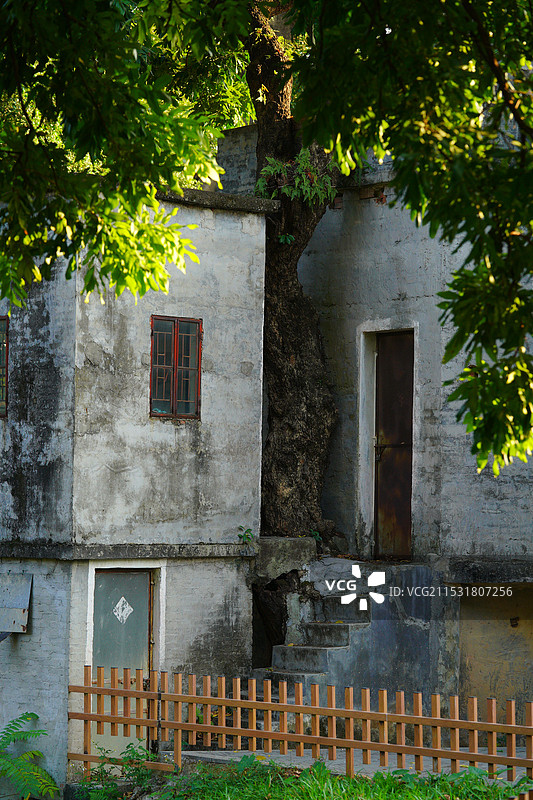 中国广东省东莞市东坑镇丁屋村古围墙历史文化建筑之美！图片素材