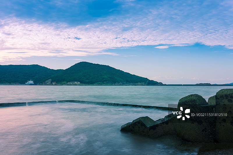 舟山海岛火烧云，六横岛浪漫晚霞图片素材