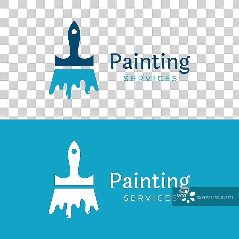 抽象的画笔和房屋涂料标志图片素材