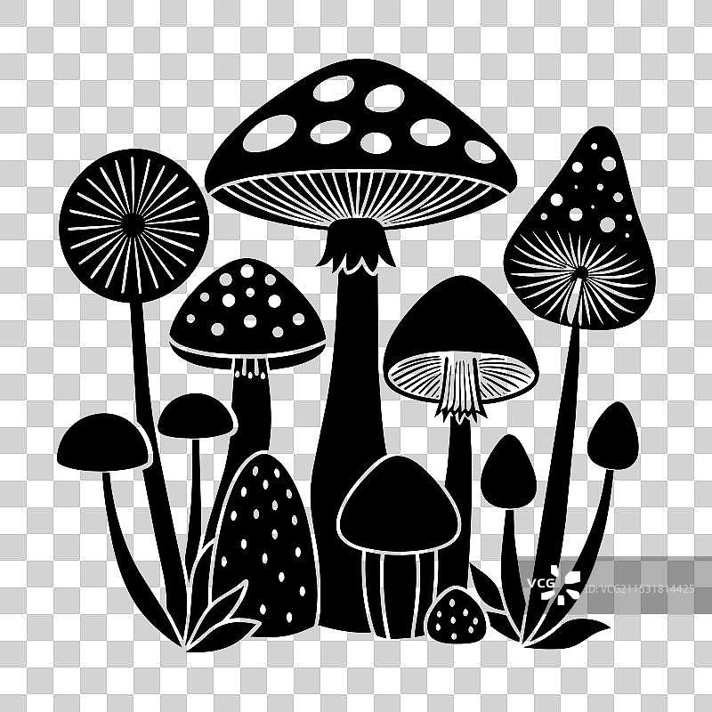 孤立在黄色主题上的蘑菇地块图片素材