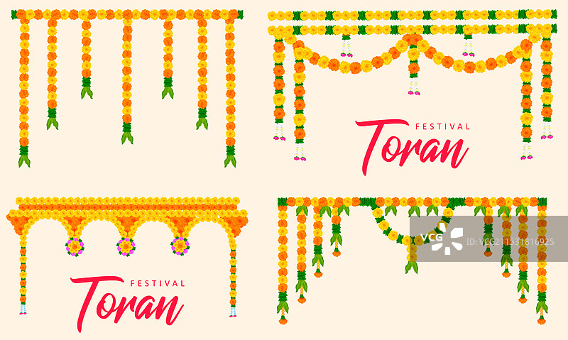 花环装饰的门帘，祝您排灯节快乐图片素材