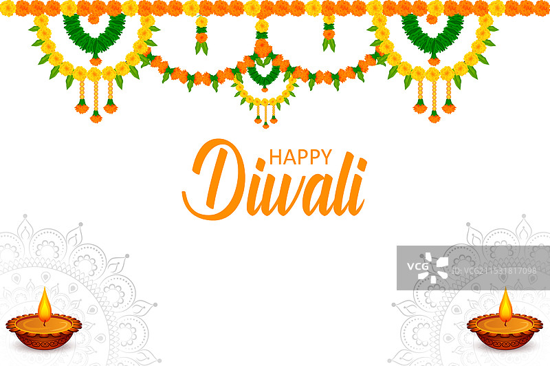 花环装饰的门帘，祝您排灯节快乐图片素材