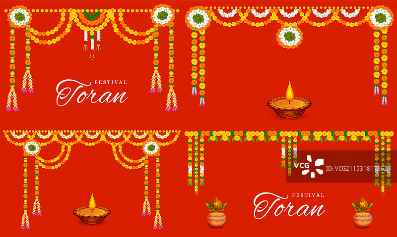 花环装饰的门帘，祝您排灯节快乐图片素材