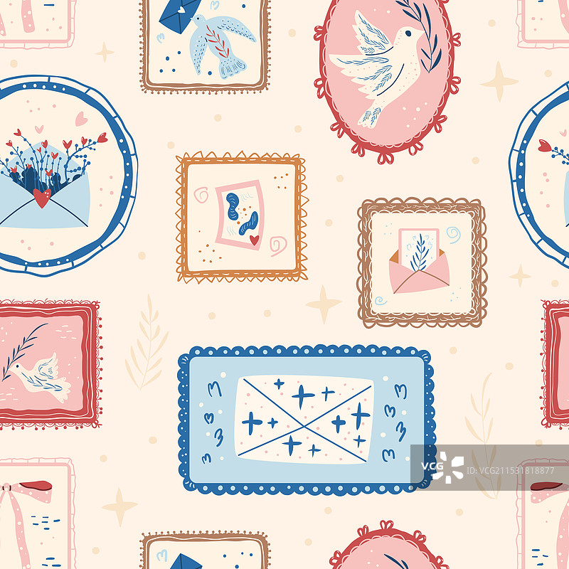 复古邮递服务无缝图案承运人图片素材