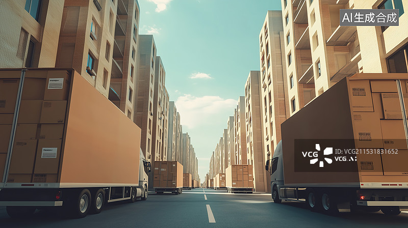 【AI数字艺术】物流货物运输配送中心3D微缩场景图片素材