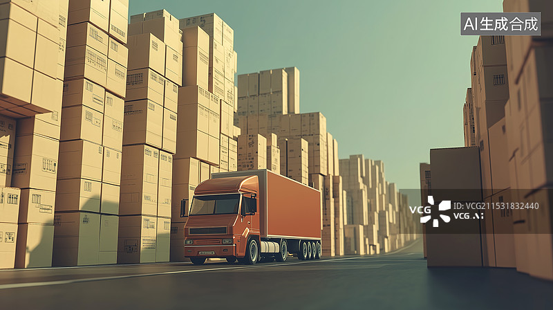 【AI数字艺术】物流货物运输配送中心3D微缩场景图片素材