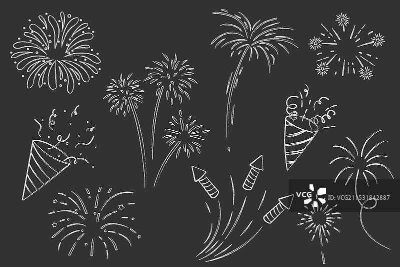 烟花和火箭礼炮伴随着绚丽的光芒图片素材