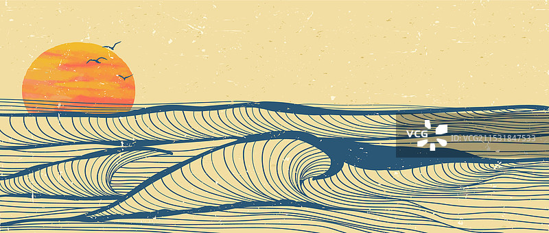 现代创意极简主义海洋波浪风景图片素材