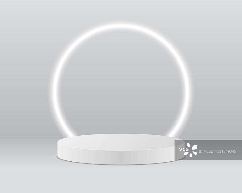 明亮的白光照亮了一个白色讲台。图片素材