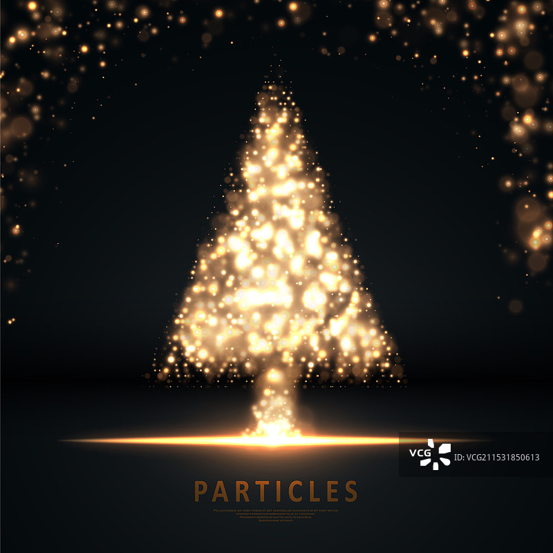 金色闪闪的尘埃照亮了圣诞树图片素材