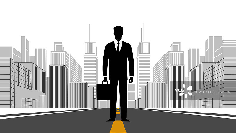 手提公文包的商人在路上站着图片素材