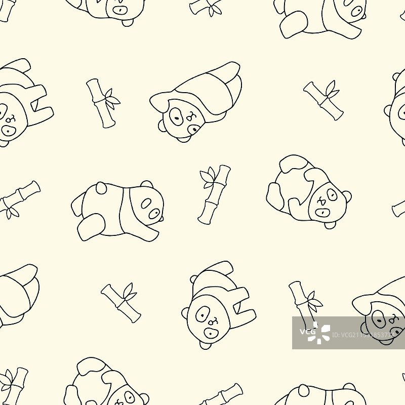 大熊猫与竹子野生动物无缝图案图片素材