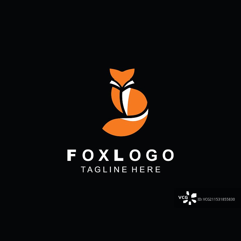 简单而极简的狐狸标志设计模板图片素材