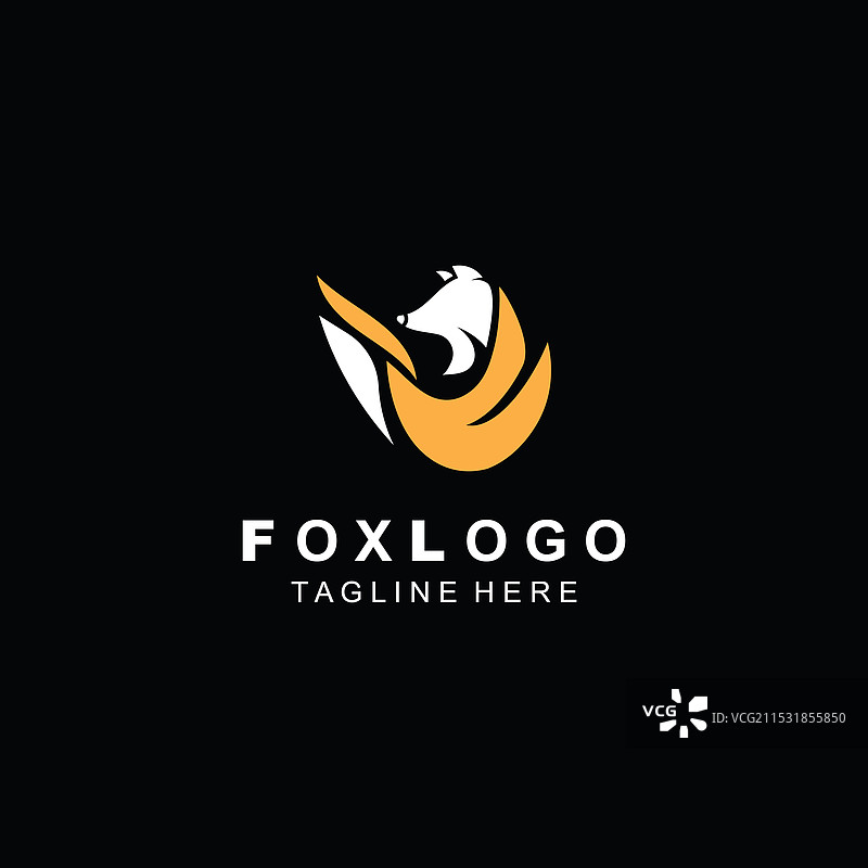 简单而极简的狐狸标志设计模板图片素材