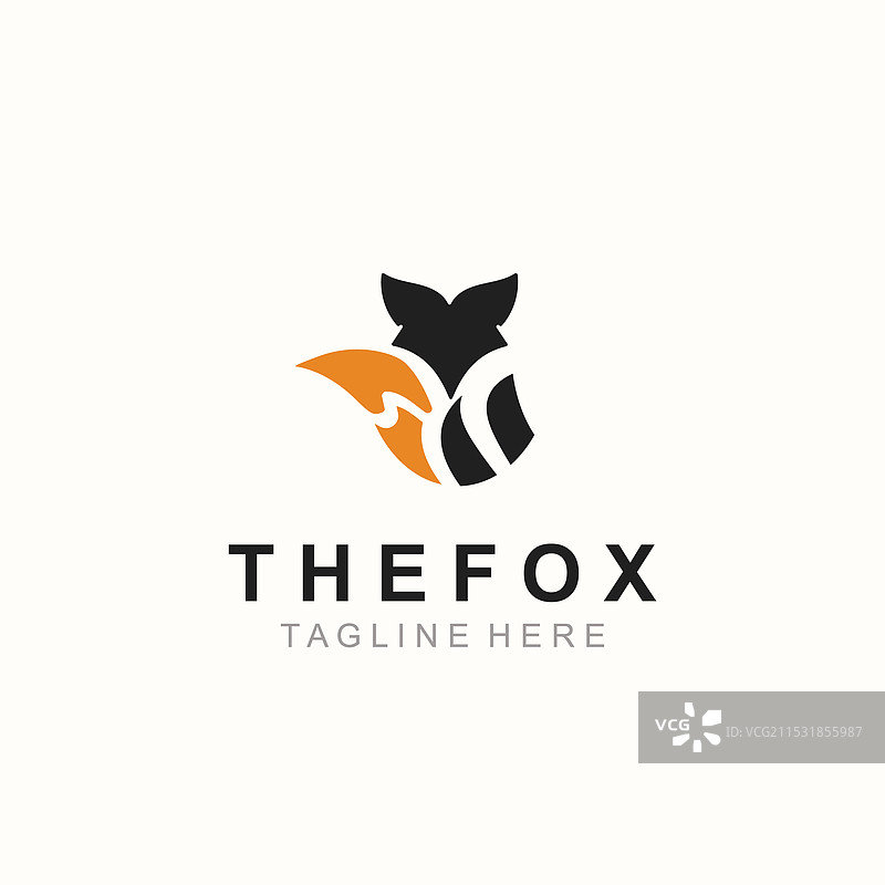简单而极简的狐狸标志设计模板图片素材
