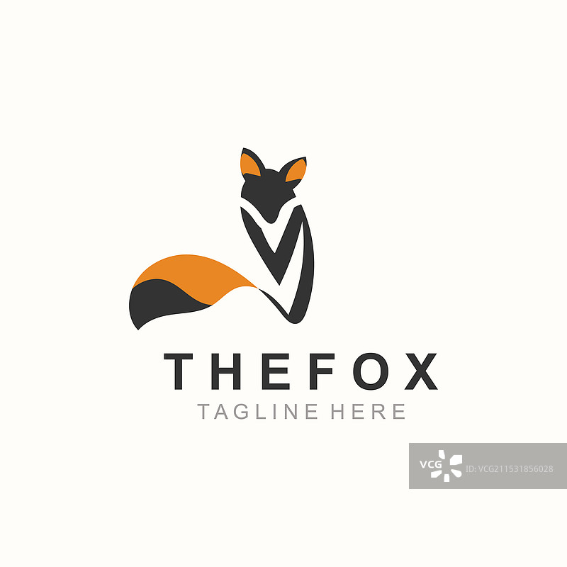 简单而极简的狐狸标志设计模板图片素材