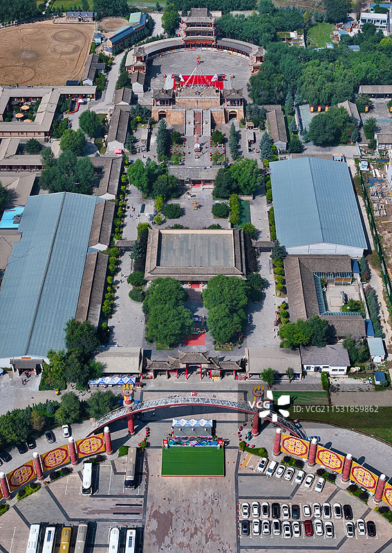 青海省海东市互助县土族故土园彩虹部落航拍图片素材