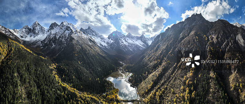 毕棚沟最高点航拍全景图图片素材