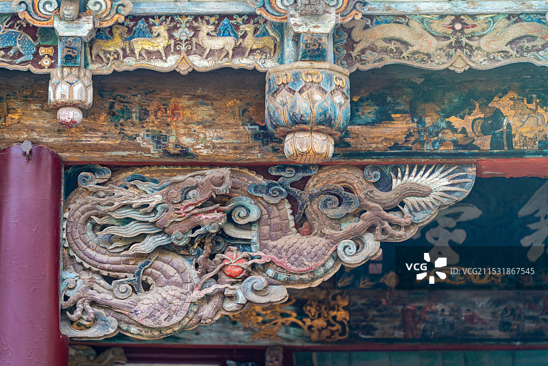 山西太原晋祠横梁图片素材