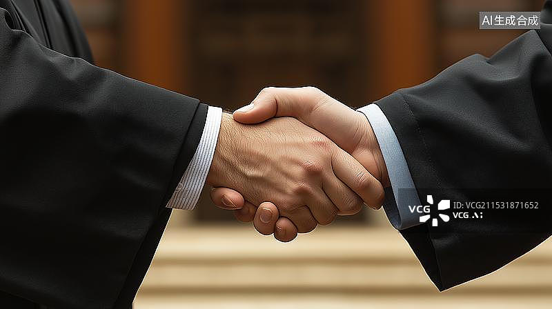 【AI数字艺术】法官握手特写图片素材