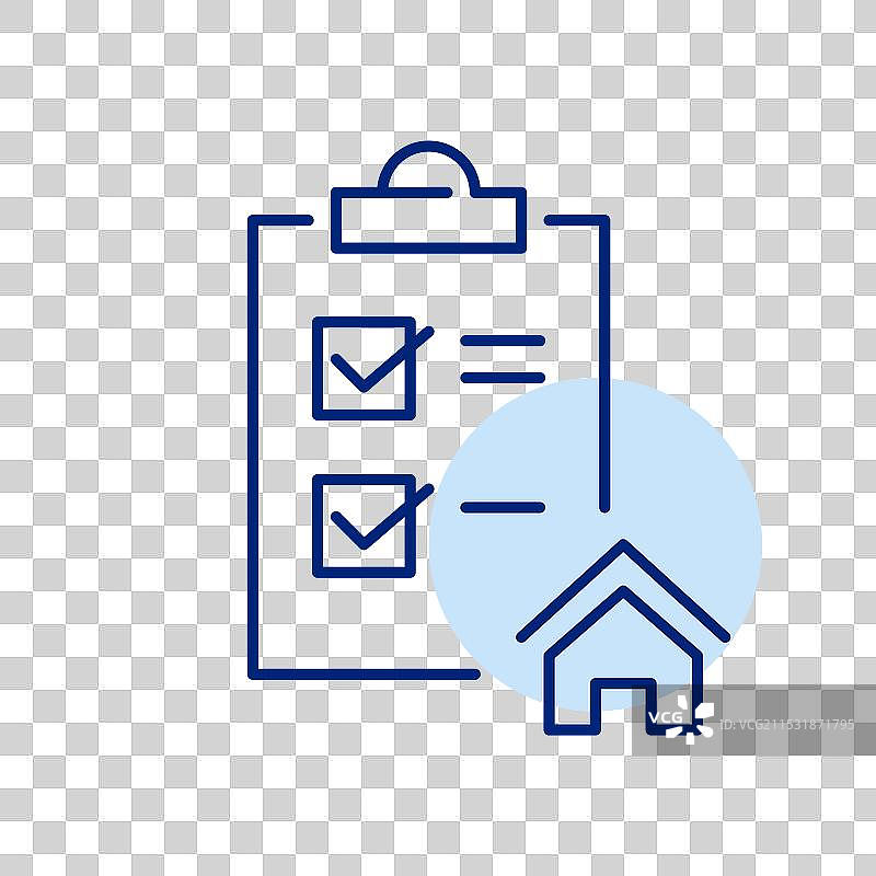 带有房屋的夹板上的协议和检查清单图片素材