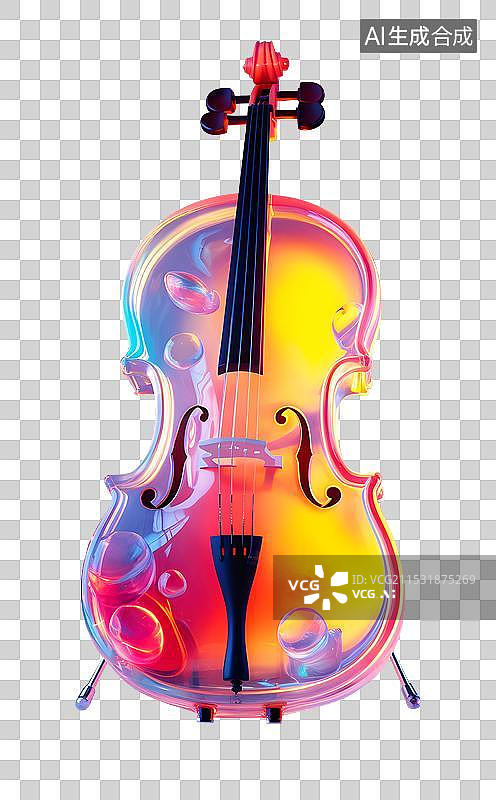 【AI数字艺术】3D立体大提琴音乐节乐器元素，插图插画图片素材