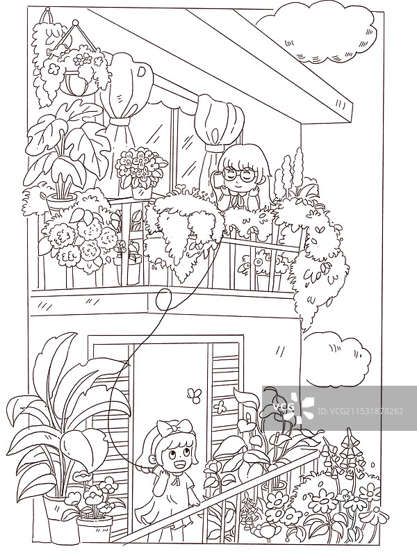 线稿儿童插画图片素材